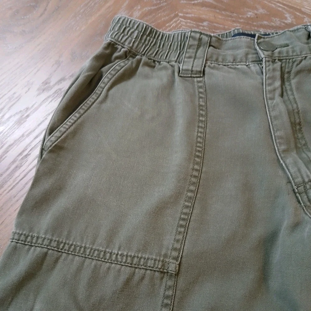 Aeropostale Men Cargo Pants SzS Olive Drawstring Hem Cotton Outdoors Hiking